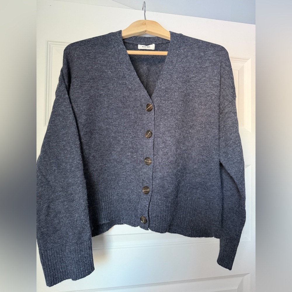 Called to Surf | Mod Ref, blue cardigan, and skirt set